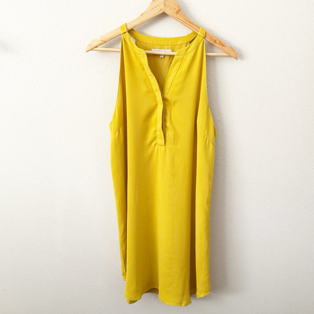 NAKED ZEBRA | Mustard Yellow Halted High Split Neck Tank Swing Dress | Size XL